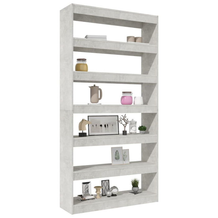 Bookcase/room divider concrete gray 100×30×198 cm wood material