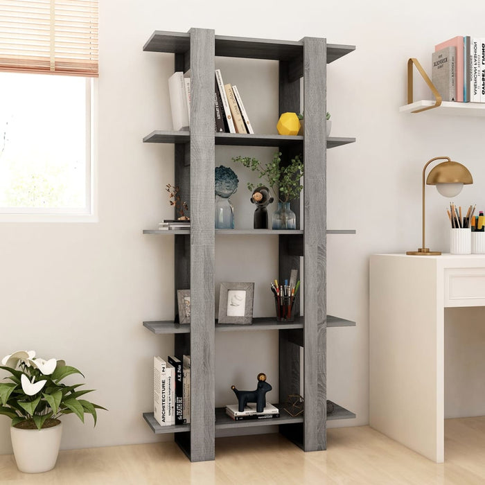 Bookcase/room divider gray Sonoma 80x30x160 cm wood material