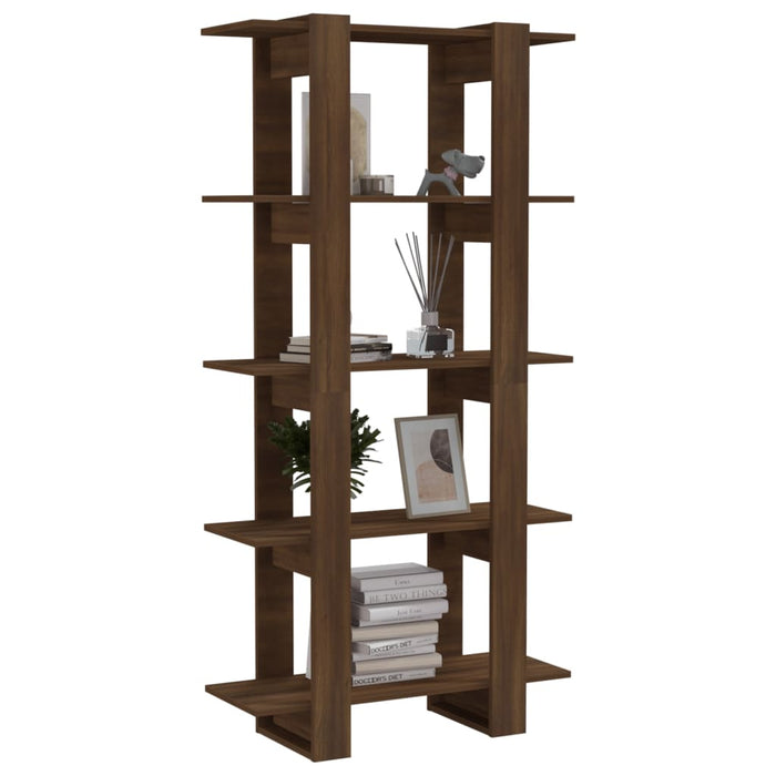 Bookcase/room divider brown oak 80x30x160 cm wood material