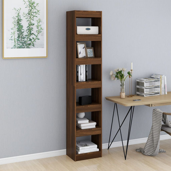 Bookcase/room divider brown oak look 40x30x198 cm