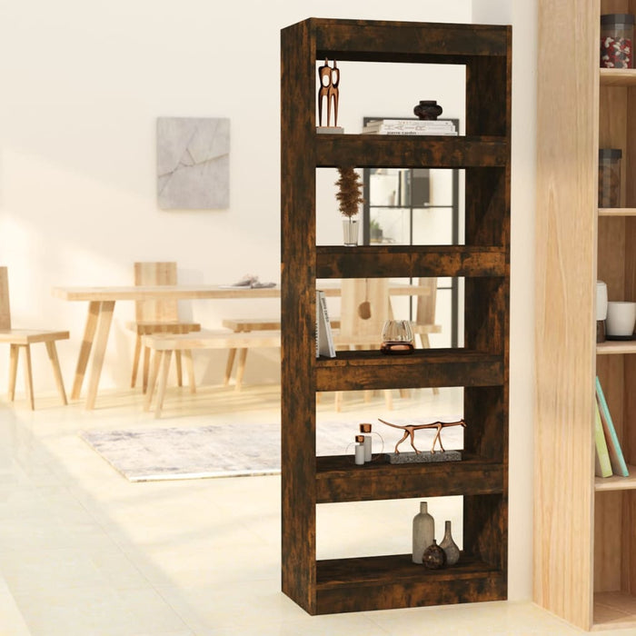 Bookcase/room divider smoked oak 60x30x166 cm wood material