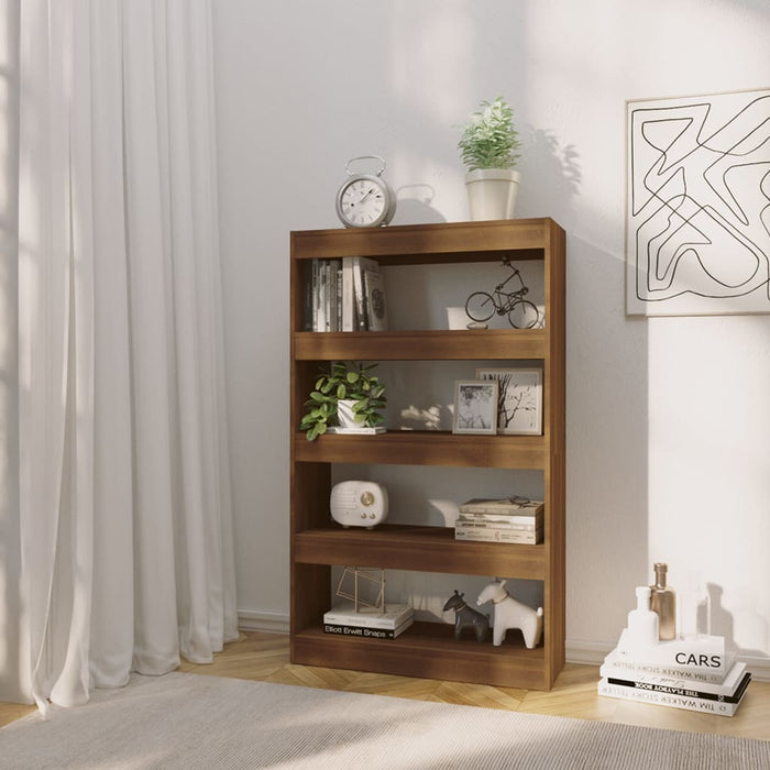 Bookcase/room divider brown oak 80x30x135 cm wood material