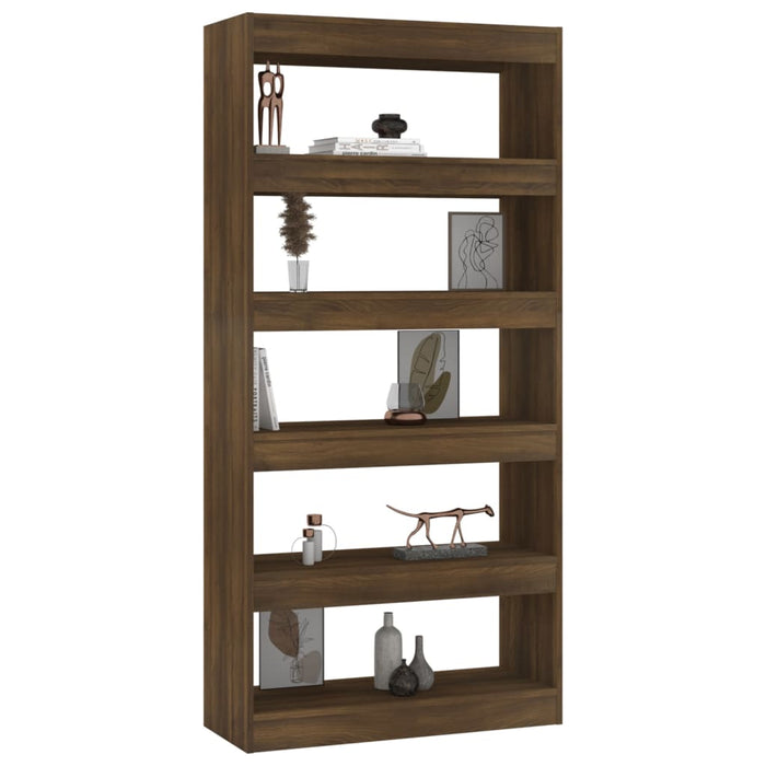 Bookcase/room divider brown oak 80x30x166 cm wood material