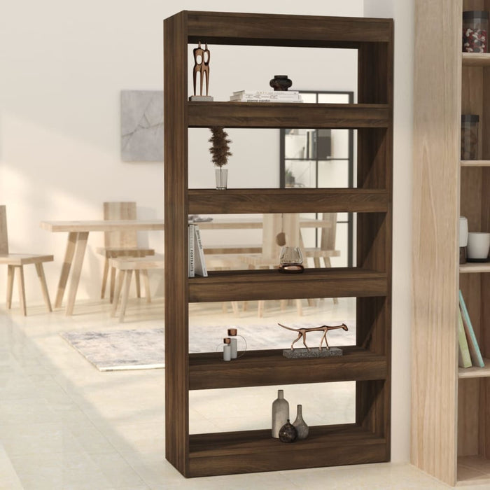 Bookcase/room divider brown oak 80x30x166 cm wood material