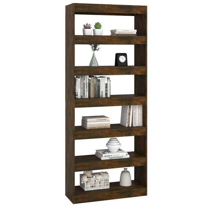 Bookcase/room divider smoked oak 80x30x198 cm wood material