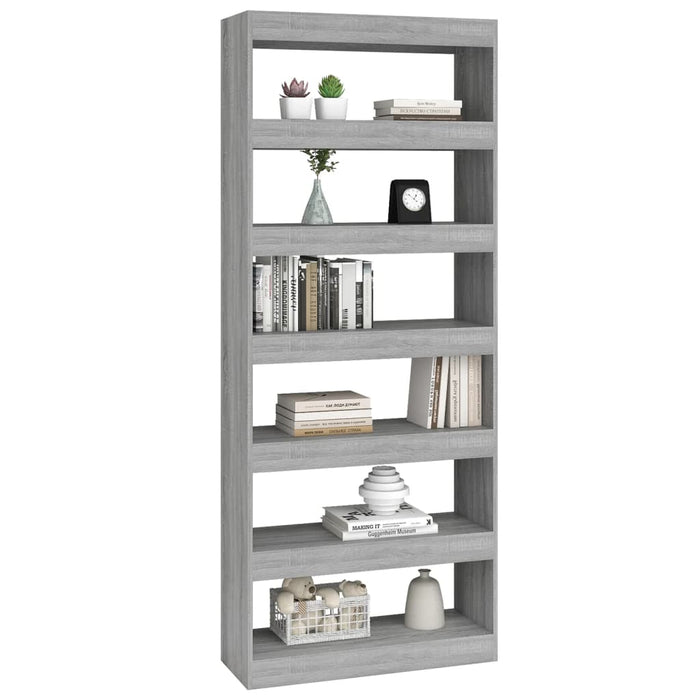 Bookcase/room divider gray Sonoma 80x30x198 cm wood material