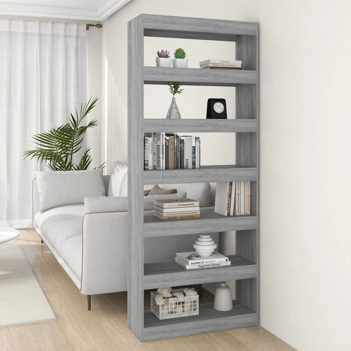 Bookcase/room divider gray Sonoma 80x30x198 cm wood material