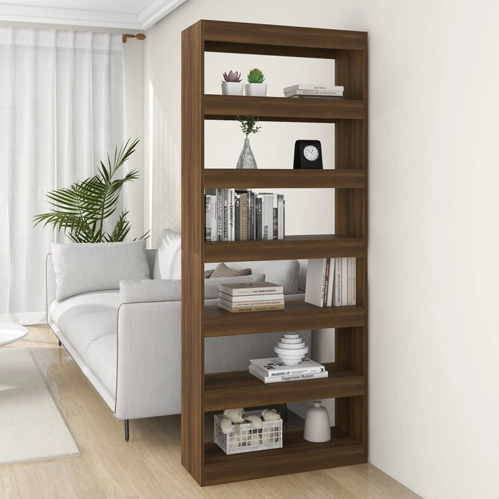 Bookcase/room divider brown oak look 80x30x198 cm