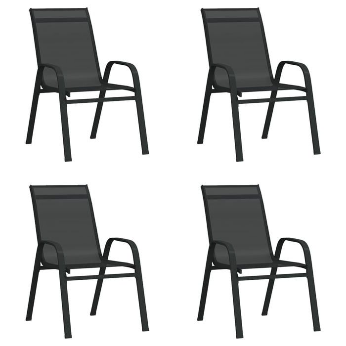 Stapelbare Gartenstühle 4 Stk. Schwarz Textilene