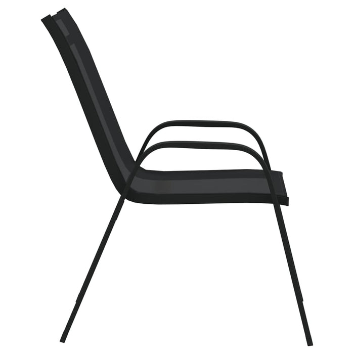 Stackable garden chairs 4 pcs. Black Textilene