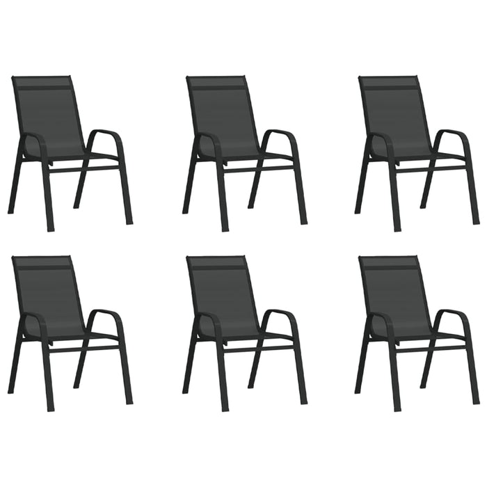 Stapelbare Gartenstühle 6 Stk. Schwarz Textilene