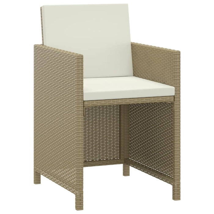 3-tlg. Garten-Essgruppe mit Kissen Poly Rattan Beige