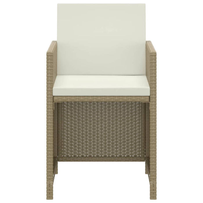 3-tlg. Garten-Essgruppe mit Kissen Poly Rattan Beige