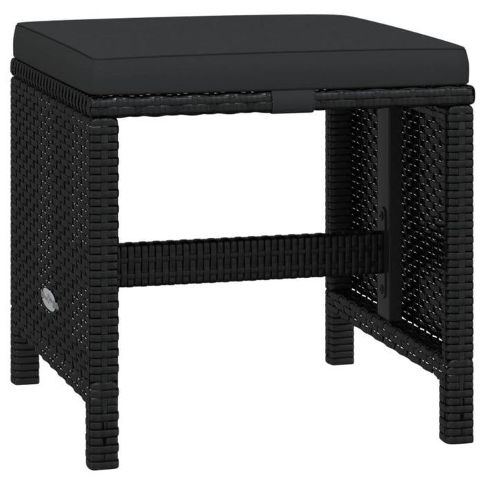 19-tlg. Garten-Essgruppe mit Kissen Poly Rattan Schwarz