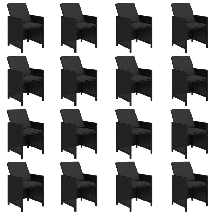 17-tlg. Garten-Essgruppe mit Kissen Poly Rattan Schwarz