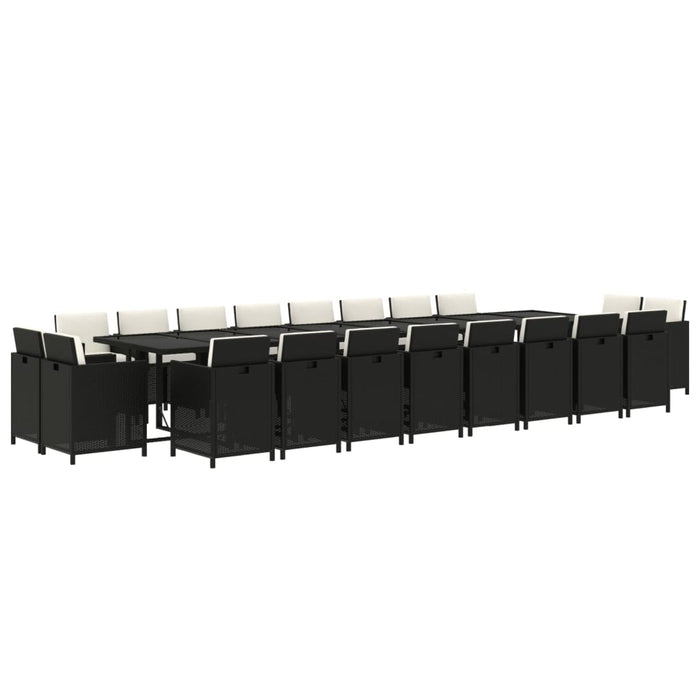 21-tlg. Garten-Essgruppe mit Kissen Schwarz Poly Rattan