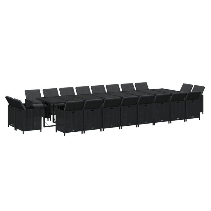 21-tlg. Garten-Essgruppe mit Kissen Poly Rattan Schwarz