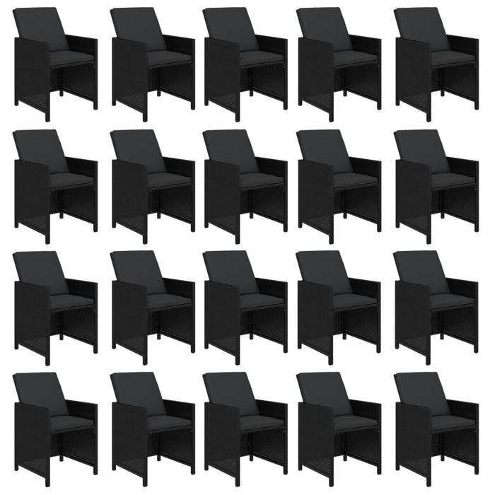 21-tlg. Garten-Essgruppe mit Kissen Poly Rattan Schwarz