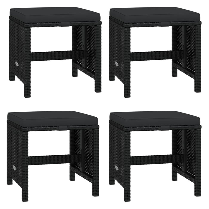 21-tlg. Garten-Essgruppe mit Kissen Poly Rattan Schwarz