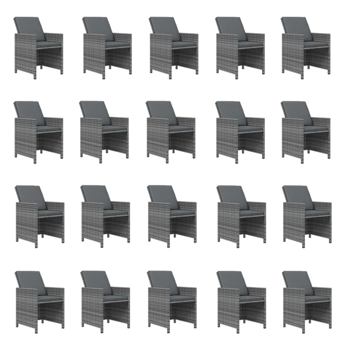 21-tlg. Garten-Essgruppe mit Kissen Poly Rattan Grau