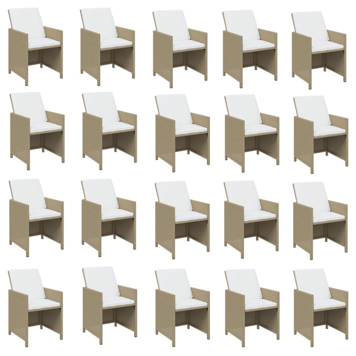 21-tlg. Garten-Essgruppe mit Kissen Poly Rattan Beige
