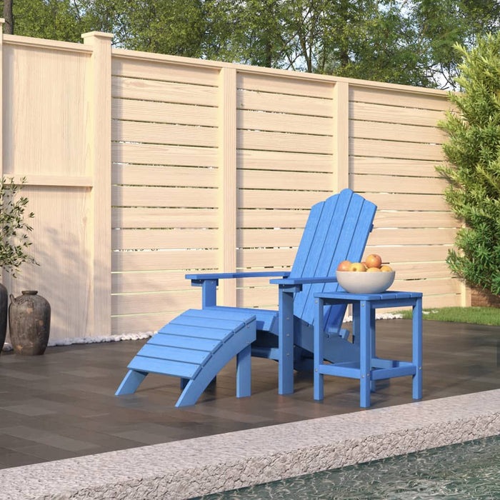 Adirondack-Gartenstuhl mit Hocker & Tisch HDPE Aquamarin
