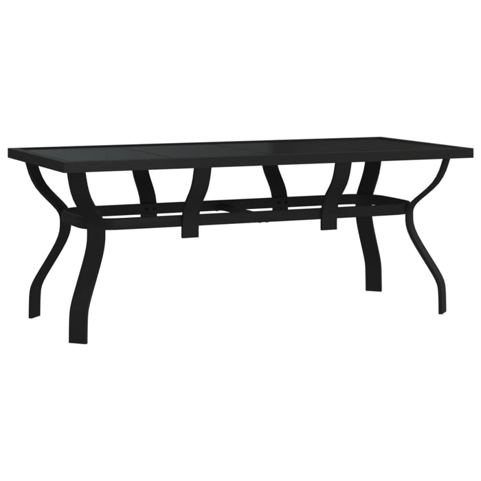 Garden table black 180x80x70 cm steel and glass