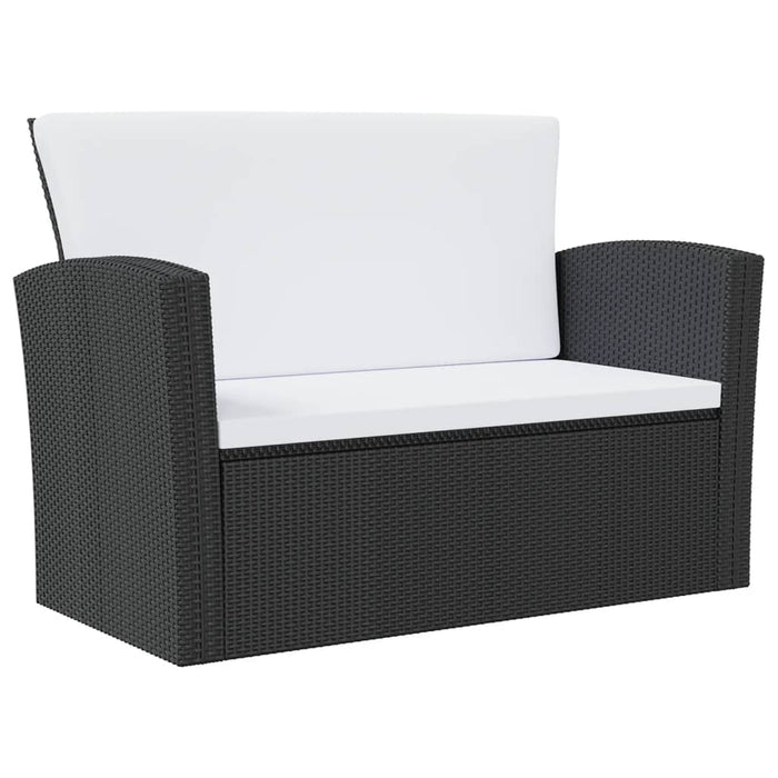 8-tlg. Garten-Lounge-Set mit Auflagen Poly Rattan Schwarz