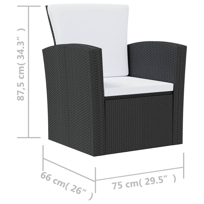 8-tlg. Garten-Lounge-Set mit Auflagen Poly Rattan Schwarz
