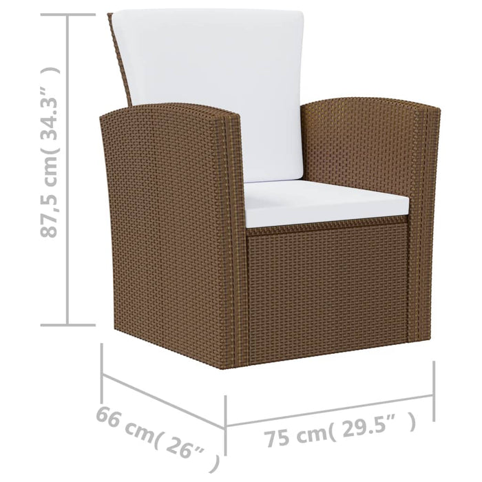 16-tlg. Garten-Lounge-Set mit Auflagen Poly Rattan Braun
