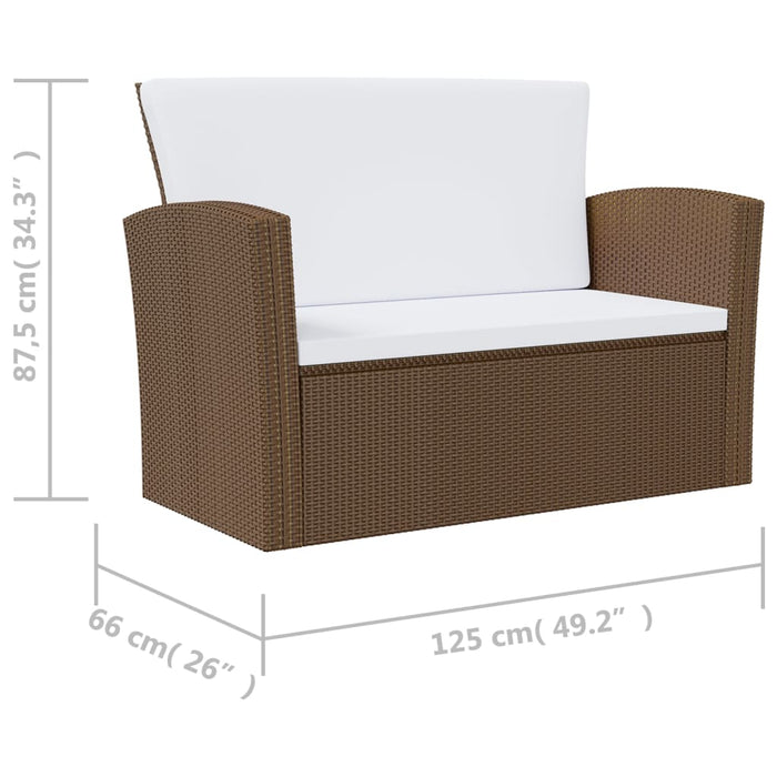 16-tlg. Garten-Lounge-Set mit Auflagen Poly Rattan Braun