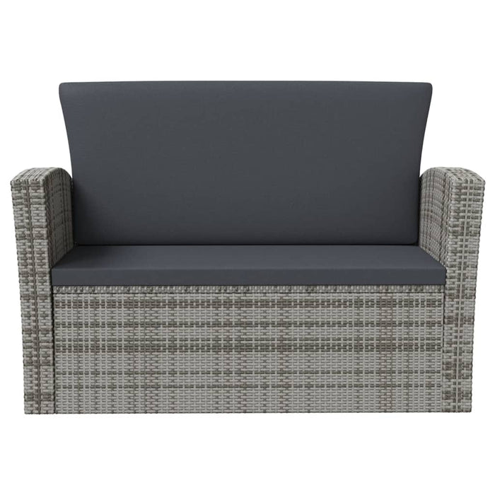 8-tlg. Garten-Lounge-Set mit Auflagen Poly Rattan Grau