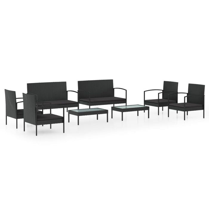 8-tlg. Garten-Lounge-Set mit Auflagen Poly Rattan Schwarz