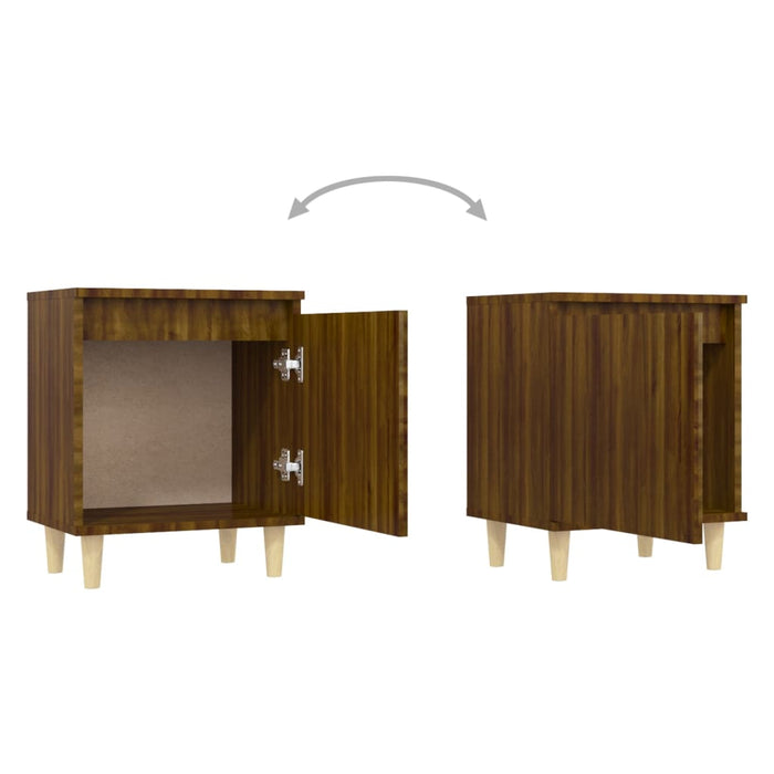 Nachttische 2 Stk. Massivholz-Beinen Braun Eiche 40x30x50cm