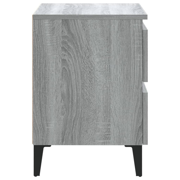 Nachttische mit Metallbeinen 2 Stk. Grau Sonoma 40x35x50 cm
