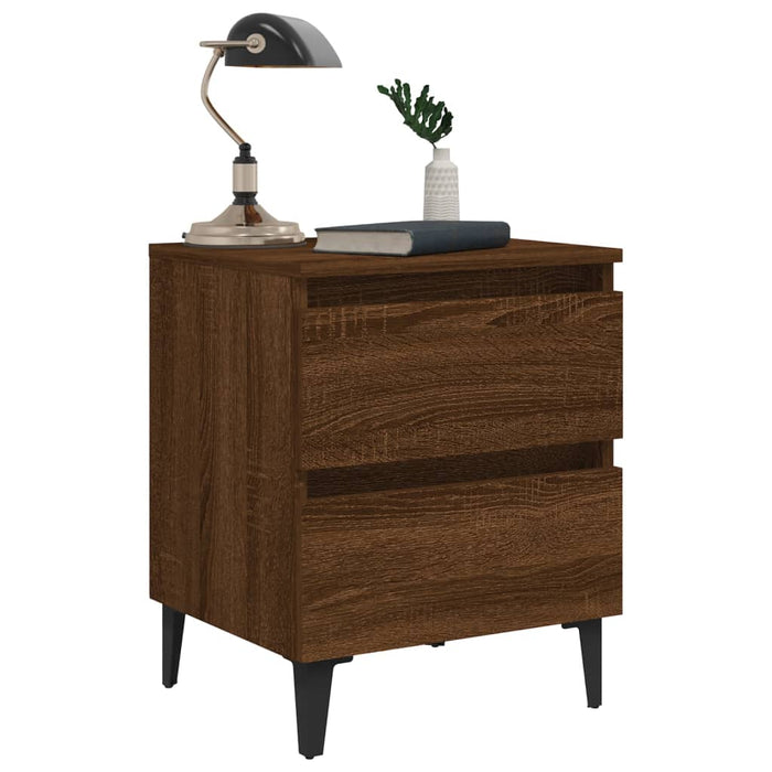Nachttische 2 Stk. Metallbeine Braun Eichen-Optik 40x35x50 cm