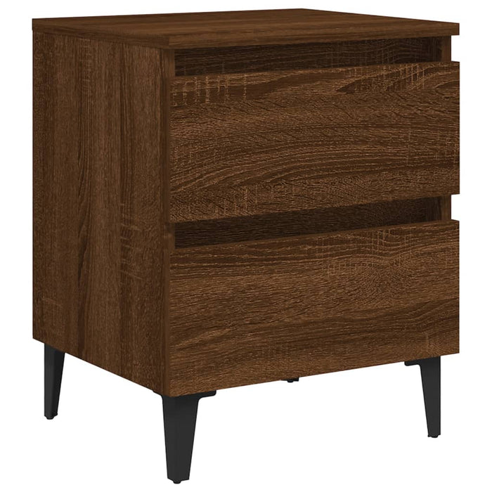 Nachttische 2 Stk. Metallbeine Braun Eichen-Optik 40x35x50 cm