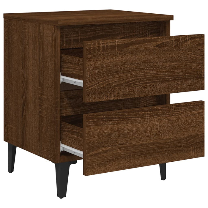 Nachttische 2 Stk. Metallbeine Braun Eichen-Optik 40x35x50 cm