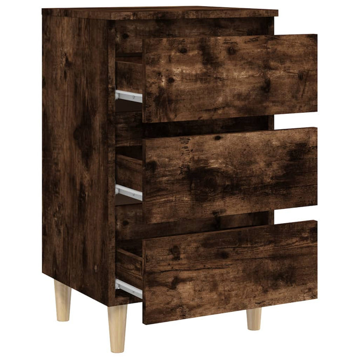 Nachttische 2 Stk. Massivholz-Beine Räuchereiche 40x35x69 cm
