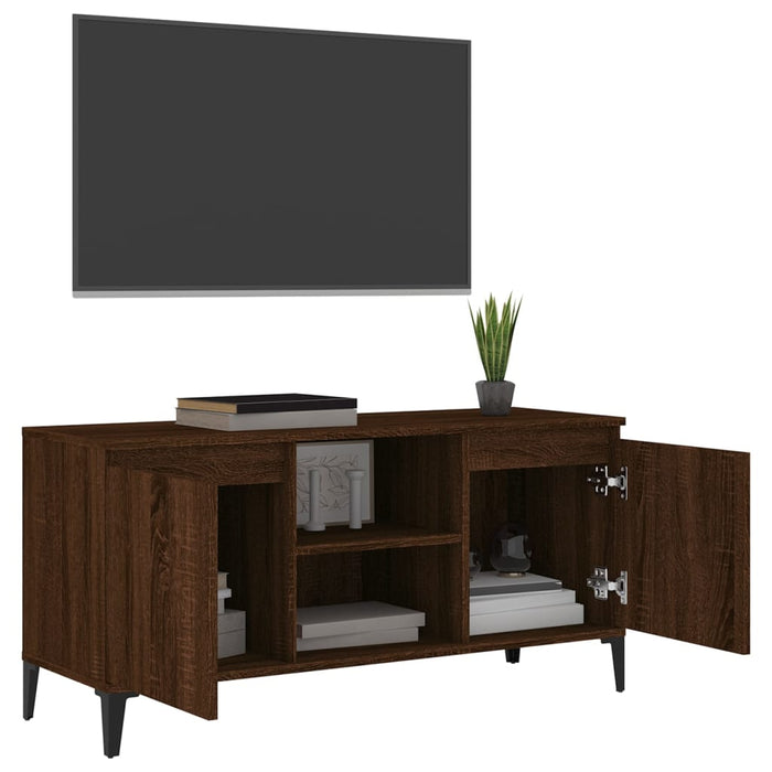 TV cabinet with metal legs brown oak look 103.5x35x50 cm