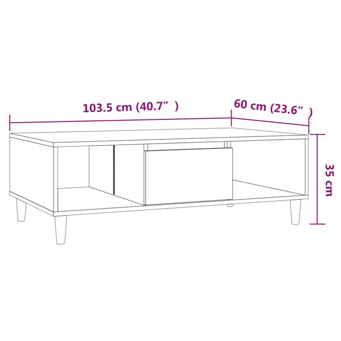 Couchtisch Räuchereiche 103,5x60x35 cm Holzwerkstoff