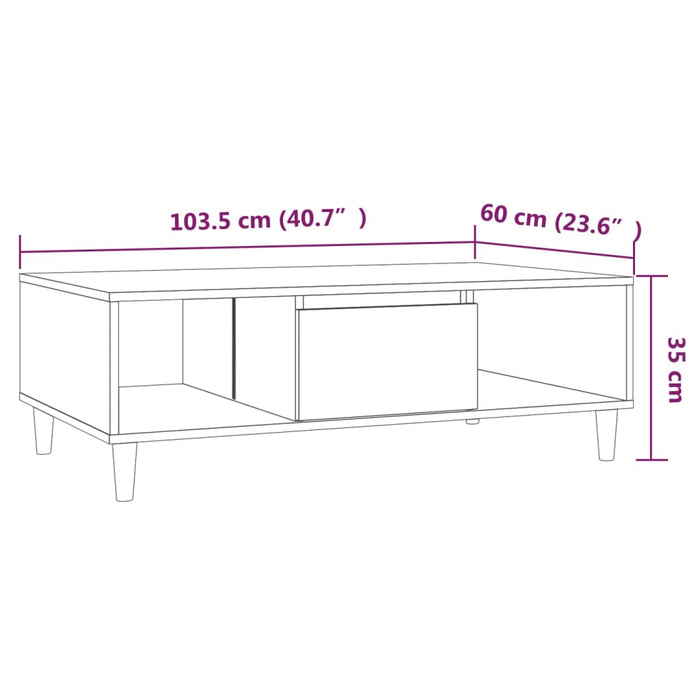 Couchtisch Braun Eichen-Optik 103,5x60x35 cm Holzwerkstoff