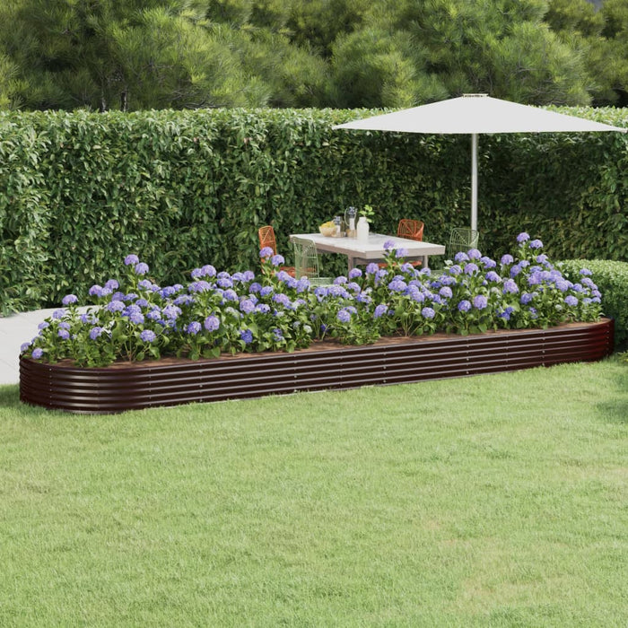 Hochbeet Pulverbeschichteter Stahl 523x140x36 cm Braun