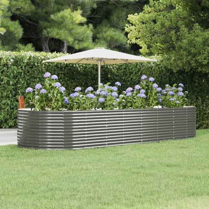 Hochbeet Grau 367x140x68 cm Pulverbeschichteter Stahl