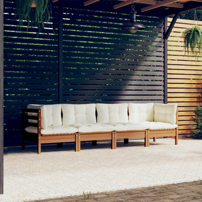 4-tlg. Garten-Lounge-Set mit Kissen Kiefer Massivholz