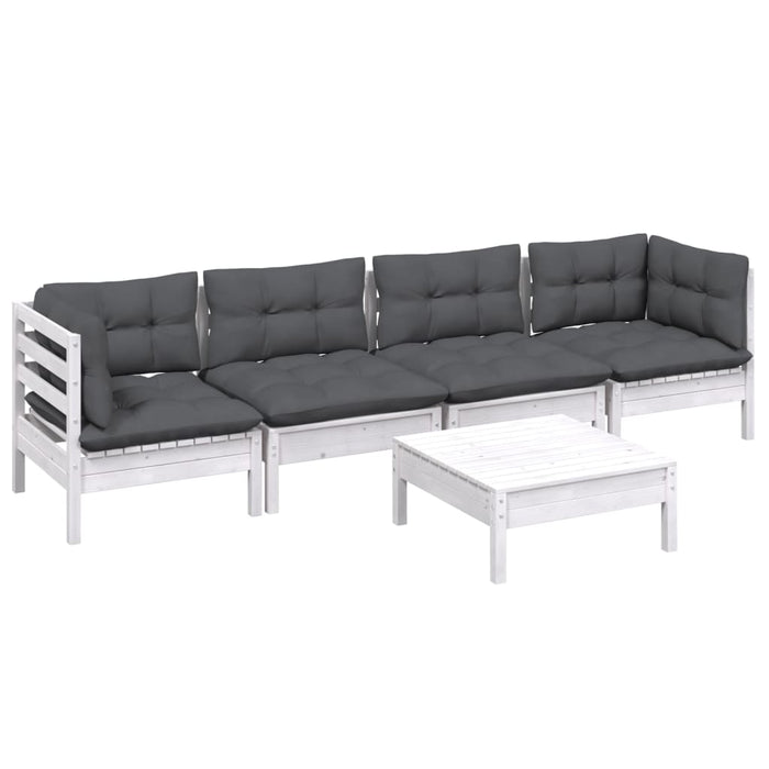5-tlg. Garten-Lounge-Set mit Kissen Kiefer Massivholz