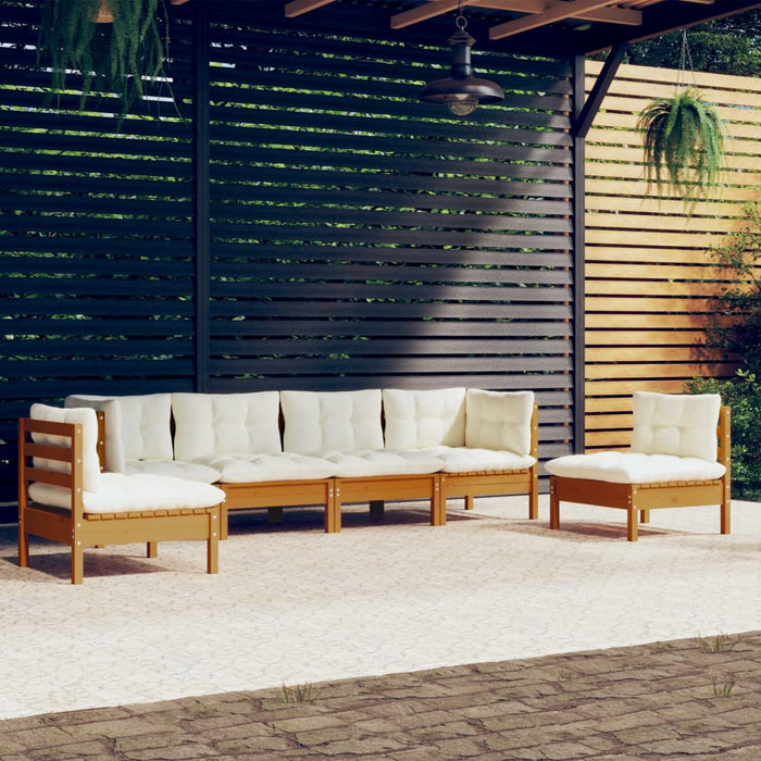 6-tlg. Garten-Lounge-Set mit Kissen Kiefer Massivholz