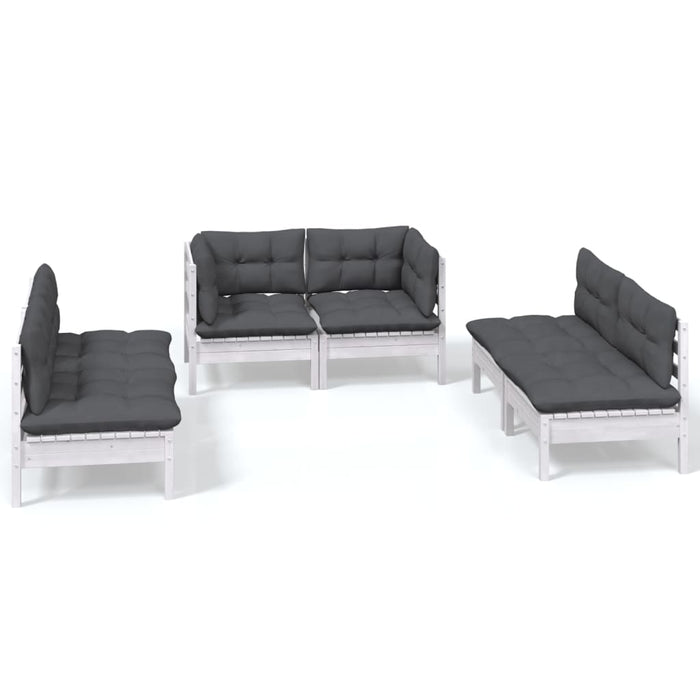 6-tlg. Garten-Lounge-Set mit Kissen Kiefer Massivholz