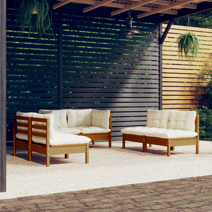 6-tlg. Garten-Lounge-Set mit Kissen Kiefer Massivholz