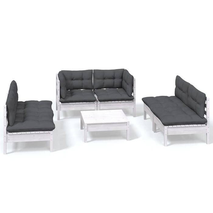 7-tlg. Garten-Lounge-Set mit Kissen Kiefer Massivholz